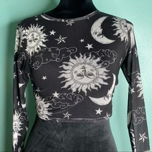 Black mesh crop top